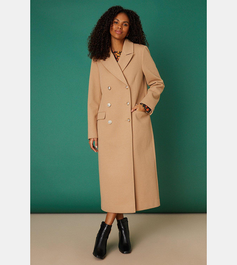 Buy Dorothy Perkins Longline Military Button Coat In Beige 6thStreet Saudi Arabia