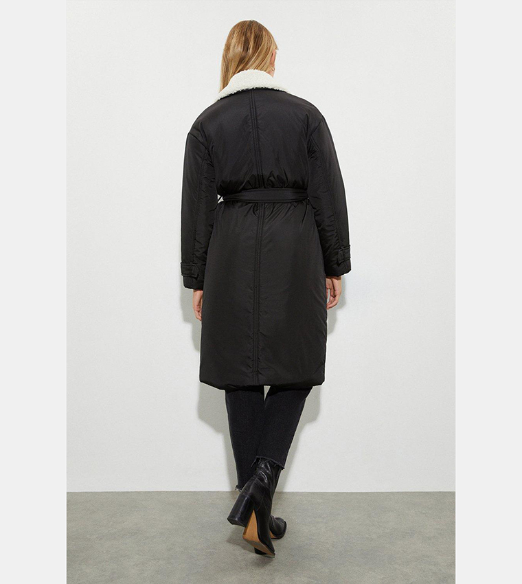 Black borg longline clearance coat