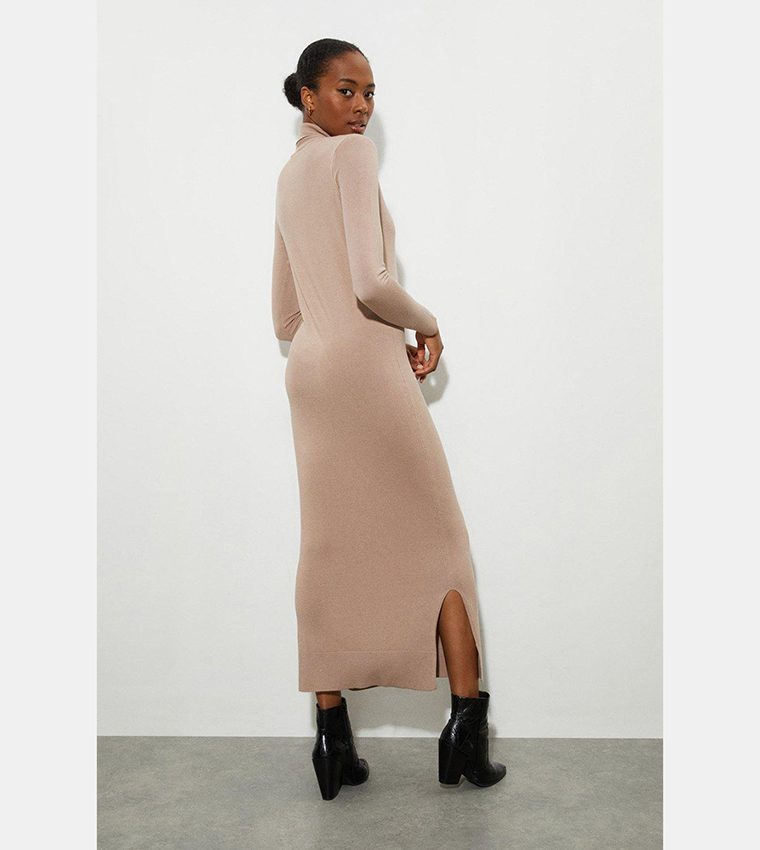 Buy Dorothy Perkins Tall High Neck Slouchy Knit Midi Dress In Beige 6thStreet Kuwait