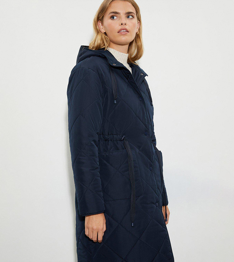 Dorothy perkins navy outlet luxe belted padded coat