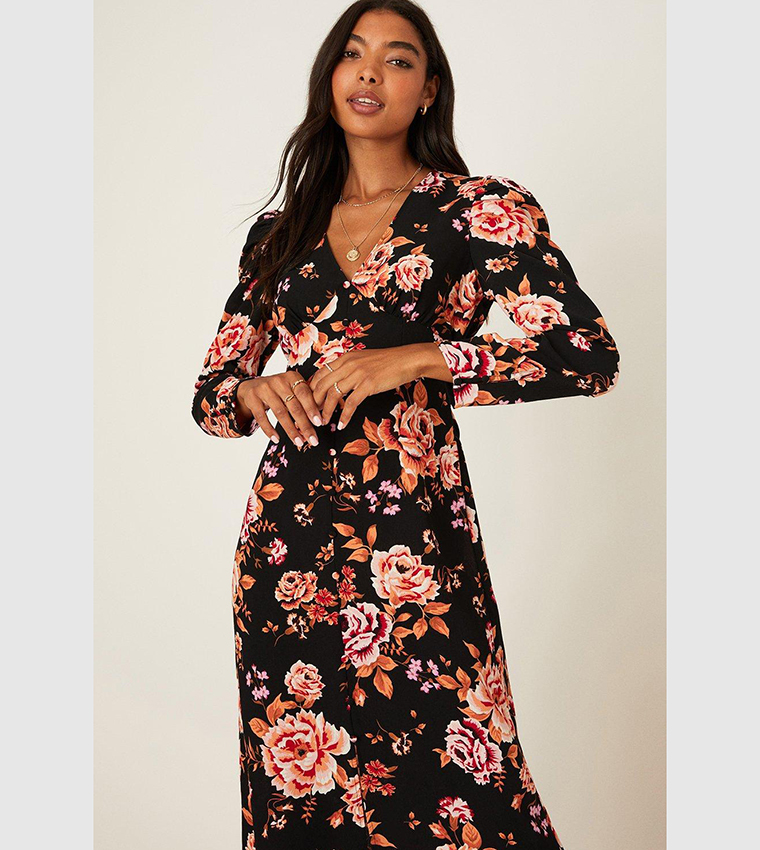 Floral button down midi dress best sale