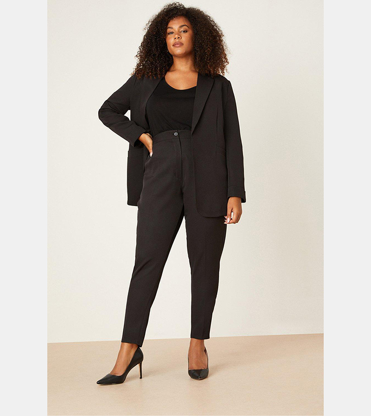 Buy Dorothy Perkins Curve Black Turn Back Cuff Blazer In Black ...