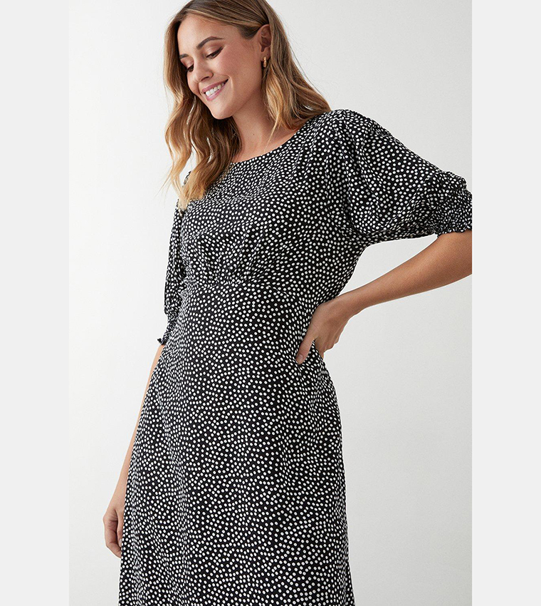 Buy Dorothy Perkins Mono Spot Shirred Cuff Midi Dress In Multiple Colors 6thstreet Qatar 5963