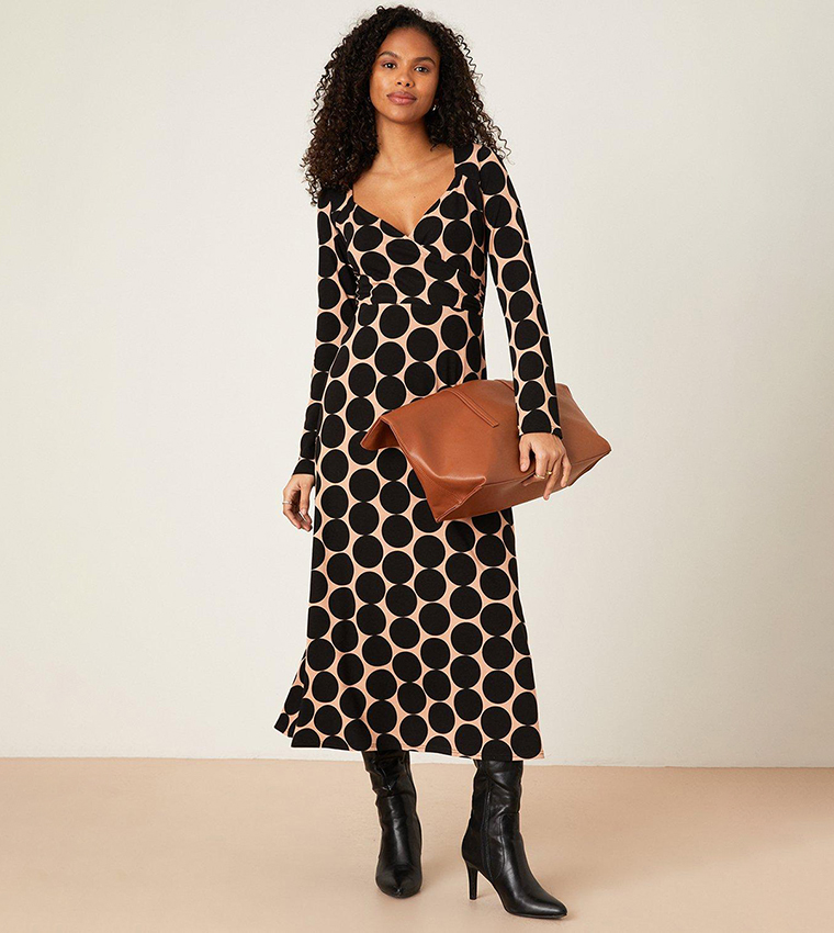 Camel polka 2024 dot dress