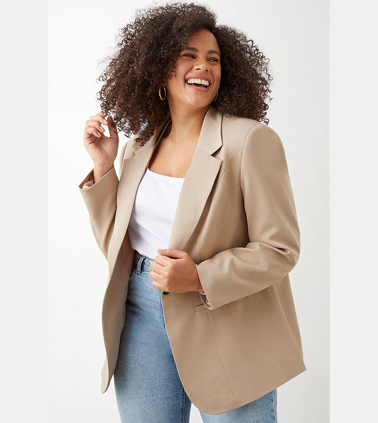 Buy Dorothy Perkins Curve Fitted Blazer In Beige 6thStreet Oman