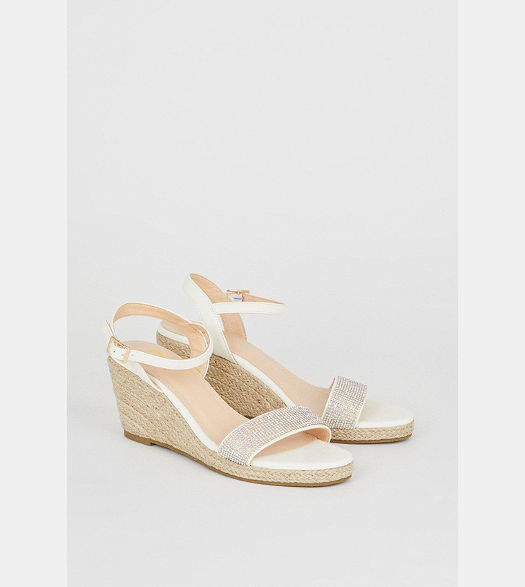 Buy Dorothy Perkins Wide Fit Rubix Sparkle Wedge Sandals In White