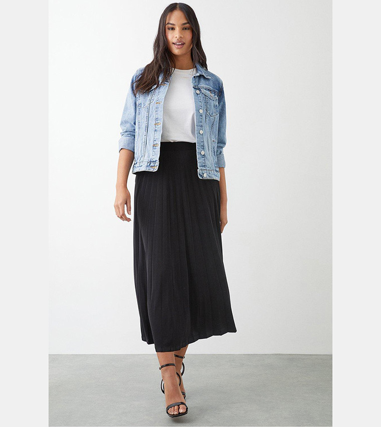 Black pleated midi shop skirt dorothy perkins