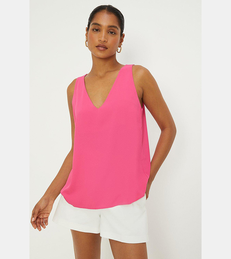 Buy Dorothy Perkins Built Up V Neck Cami Top In Pink