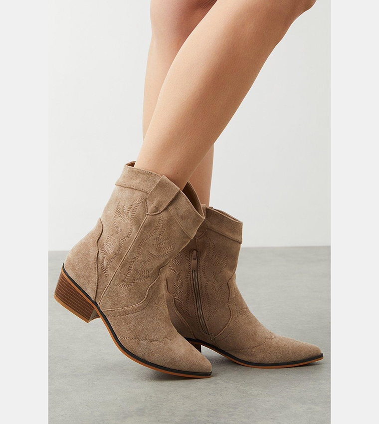 Buy Dorothy Perkins Anita Low Rise Western Boots In Beige 6thStreet Oman