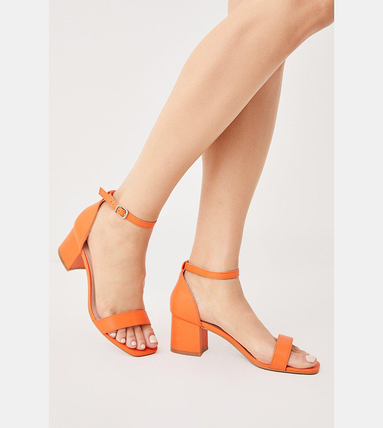 Orange low 2025 block heel sandals