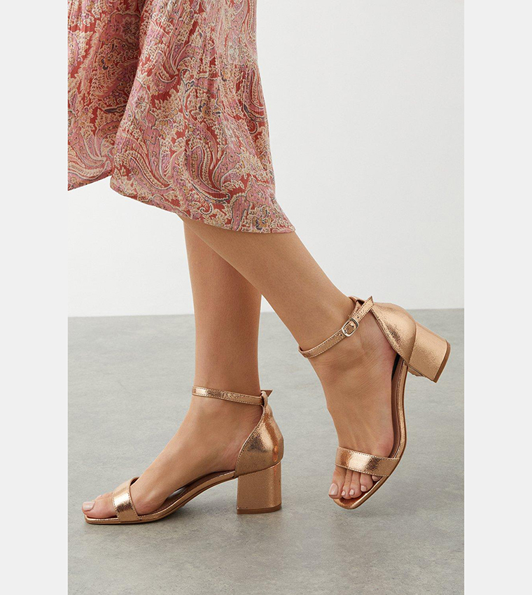 Rose gold low on sale block heel sandals