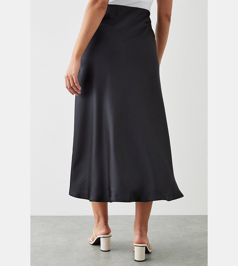 Buy Dorothy Perkins Satin Bias Midi Skirt In Black 6thStreet Bahrain