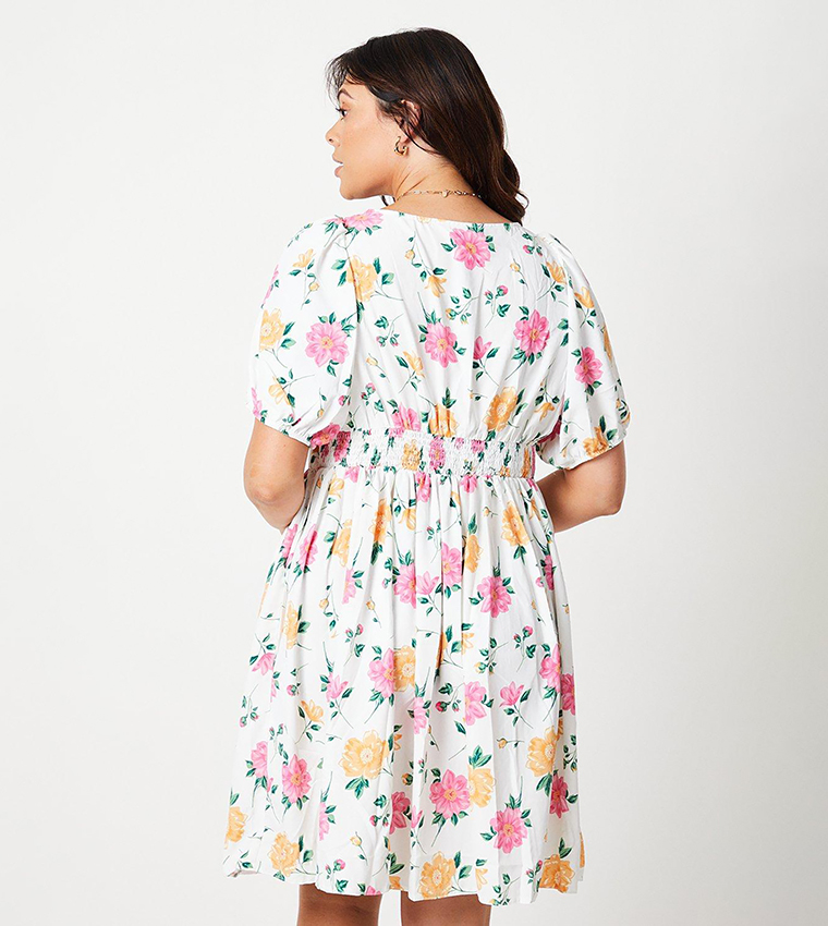Buy Dorothy Perkins Curve Tie Front Square Neck Mini Dress In Ivory |  6thStreet UAE