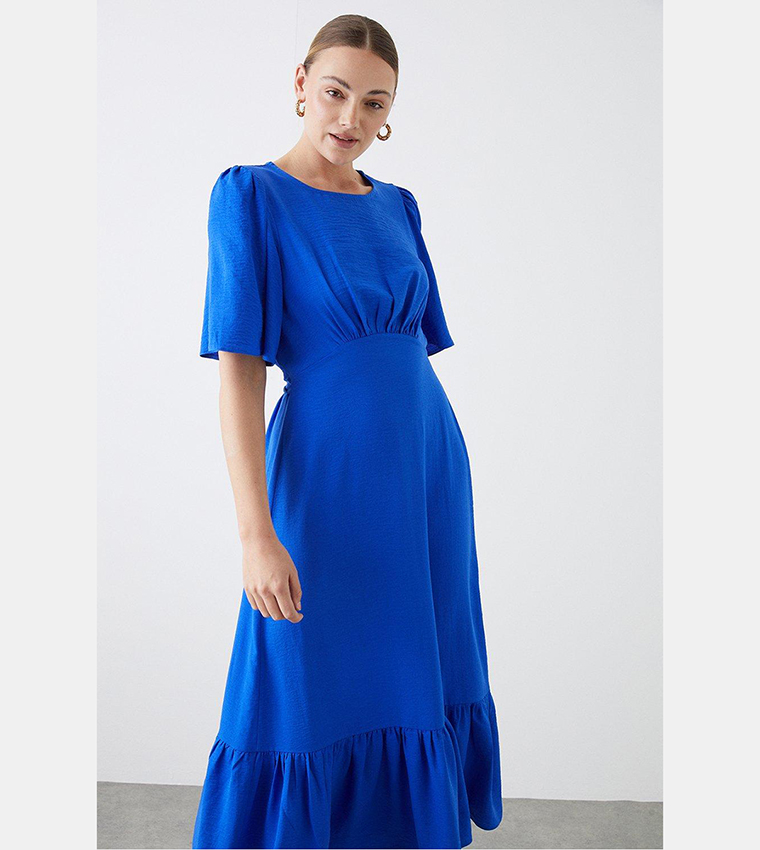 Buy Dorothy Perkins Tall Blue Flutter Sleeves Midi Dress In Blue ...