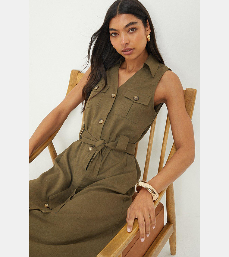 dorothy perkins khaki shirt dress Khaki Dorothy Perkins Utility Mini Shirt Dress