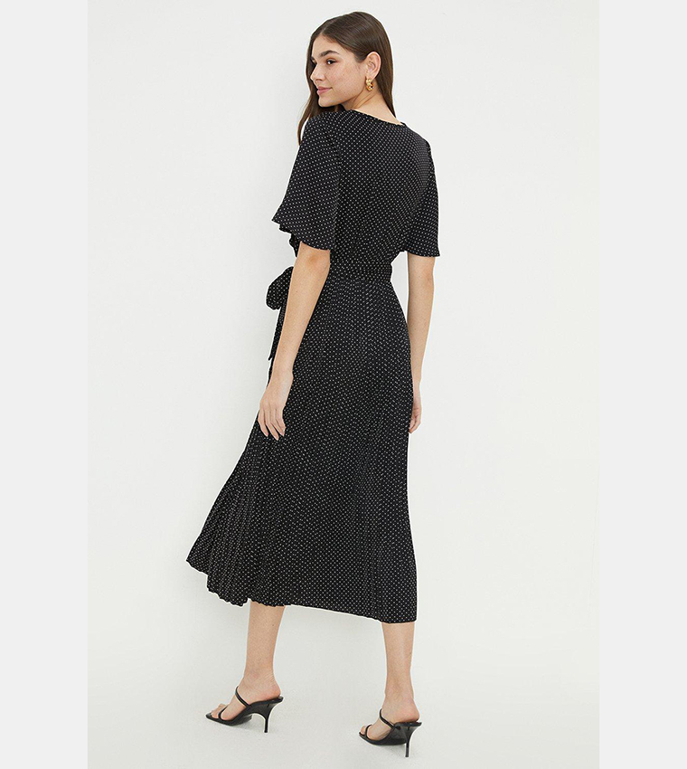 Buy Dorothy Perkins Spot Pleated Wrap Midi Dress In Multiple Colors 6thStreet Kuwait