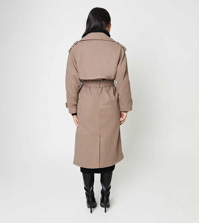 Buy Dorothy Perkins Belted Wool Trench Coat In Mink 6thStreet Oman