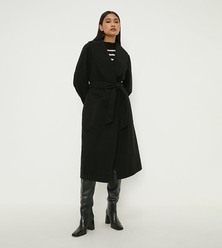 Dorothy perkins shop black belted coat