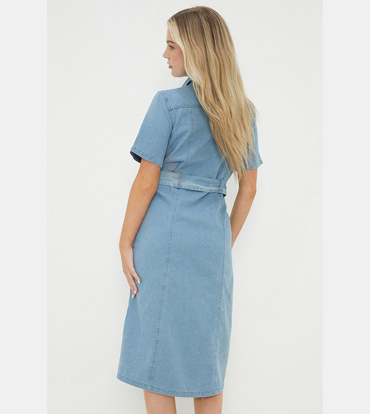 Buy Dorothy Perkins Button Down Denim Shirt Dress In Blue 6thStreet Bahrain