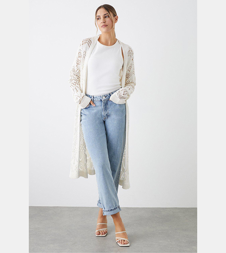 Buy Dorothy Perkins Crochet Longline Cardigan In White 6thStreet Kuwait