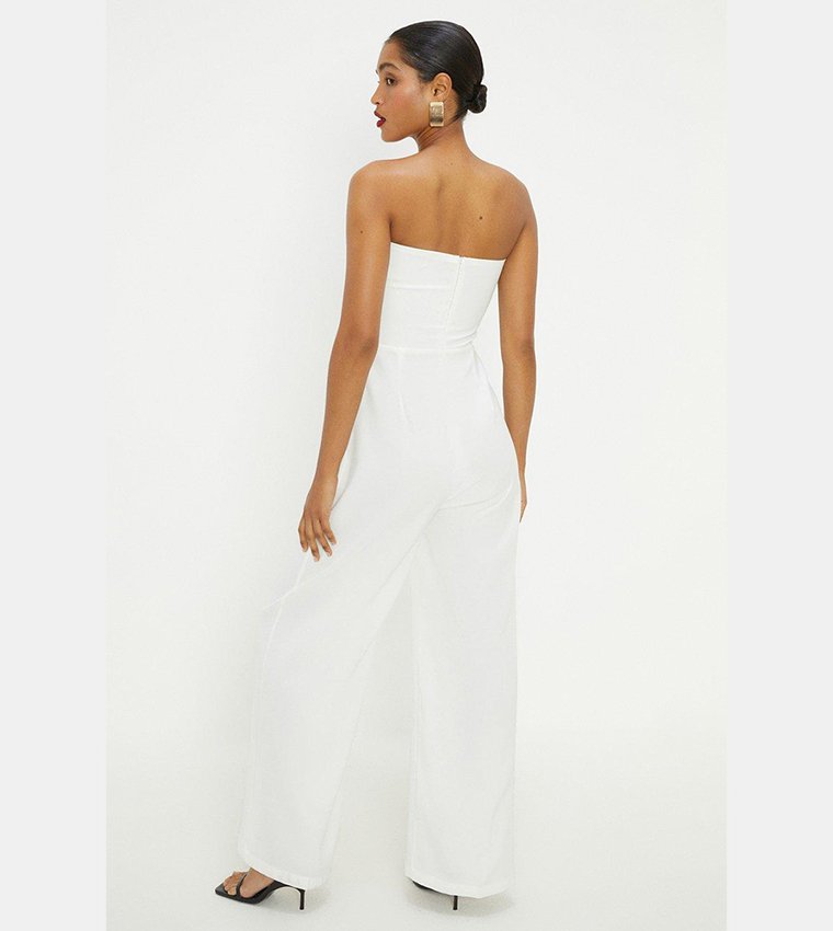 Buy Dorothy Perkins Corset Detail Strapless Jumpsuit In White 6thStreet Oman