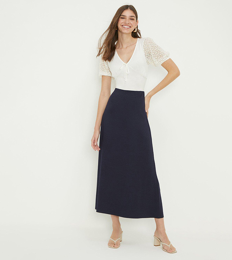 Dorothy perkins outlet navy pleated skirt