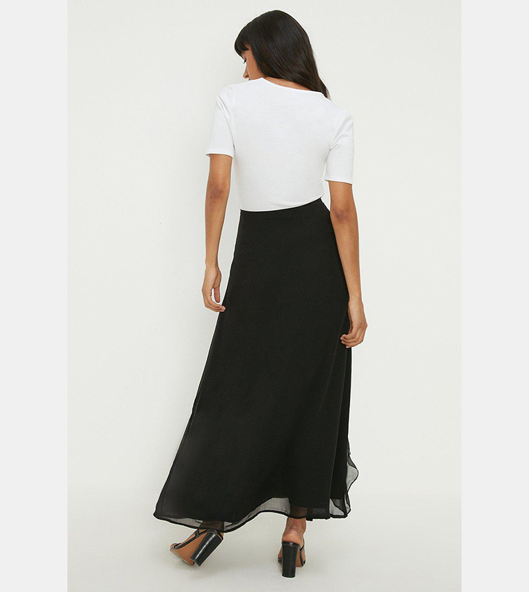 Buy Dorothy Perkins Chiffon Ruffle Midi Skirt In Black 6thStreet Oman