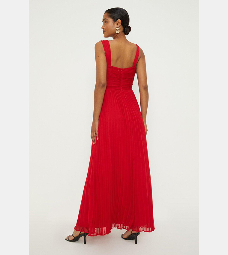 Buy Dorothy Perkins Chiffon Pleated Corsage Dress In Red 6thStreet Oman