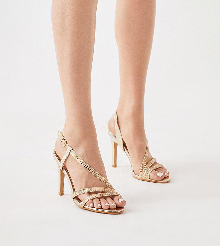 Buy Dorothy Perkins Sofia Diamante Heel Sandals In Gold 6thStreet Kuwait