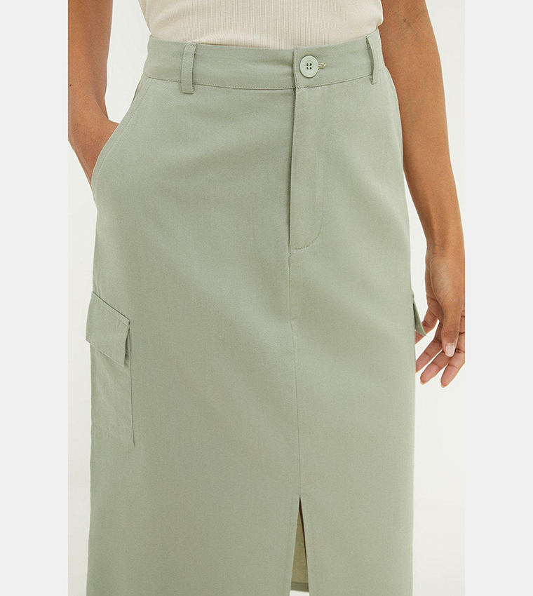 Buy Dorothy Perkins Utility Pocket Midi Skirt In Green 6thStreet Bahrain