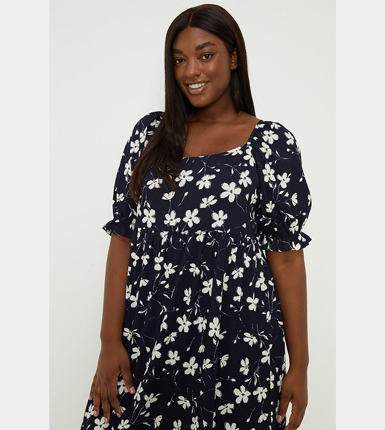 Buy Dorothy Perkins Curve Navy Floral Square Neck Midi Dress In Navy 6thStreet Kuwait