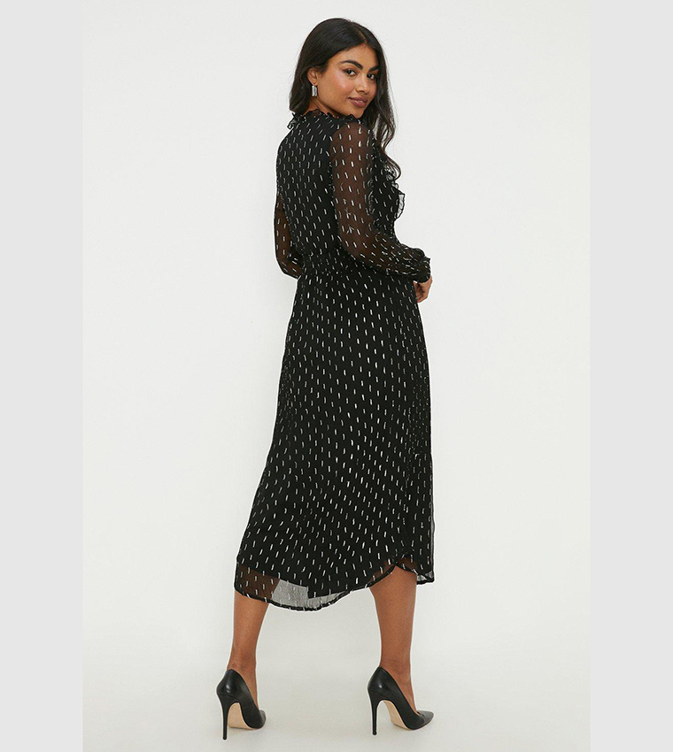 Buy Dorothy Perkins Silver Clipped Chiffon Midi Dress In Black 6thStreet Bahrain