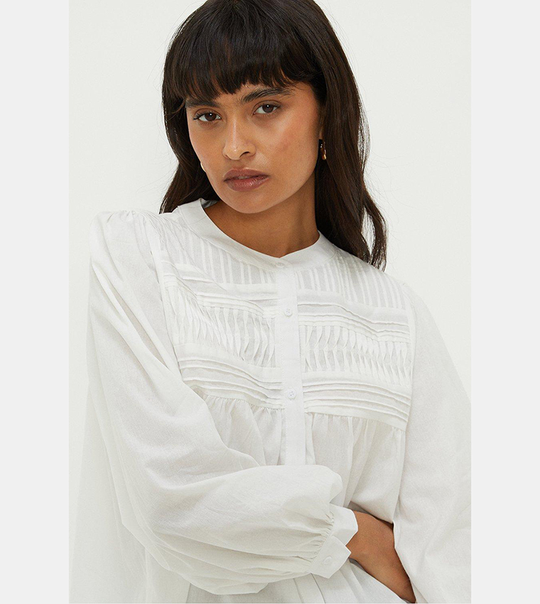 Buy Dorothy Perkins Pleat Front Button Up Top In White | 6thStreet ...