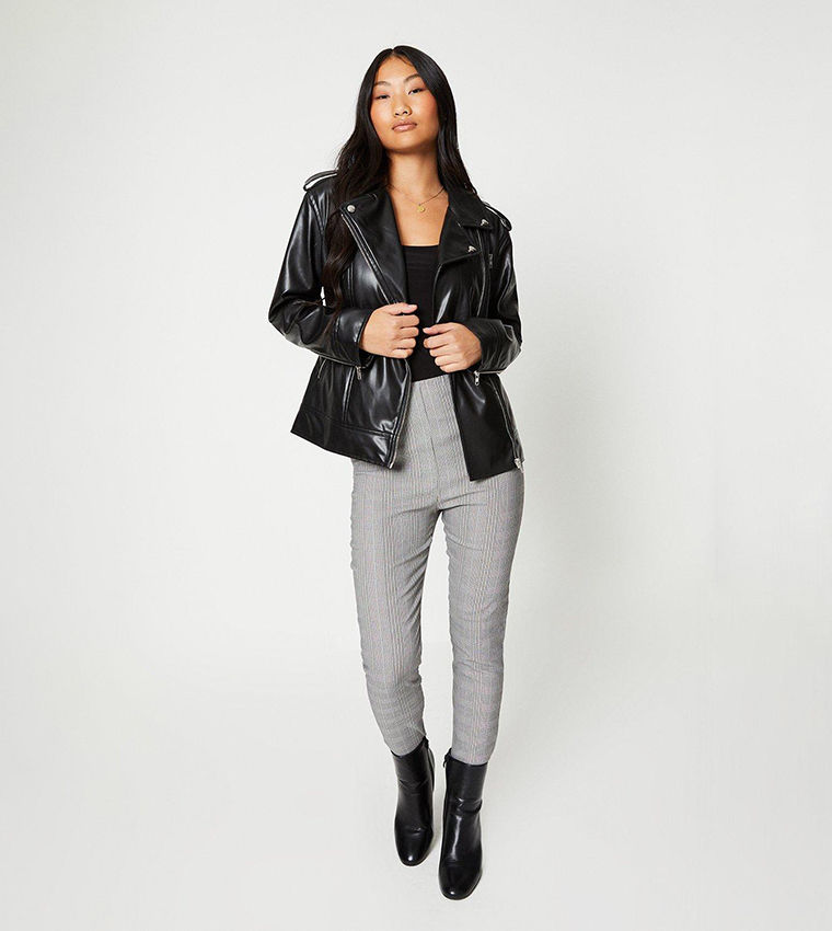 Buy Dorothy Perkins Faux Leather Oversized Biker Jacket In Black