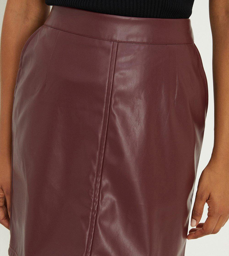 Burgundy leather skirt outlet dorothy perkins