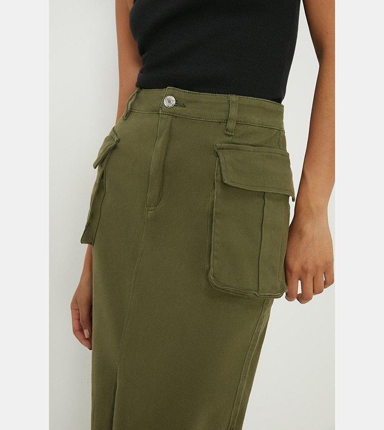 Buy Dorothy Perkins Cargo Pocket Midi Skirt In Khaki 6thStreet Bahrain