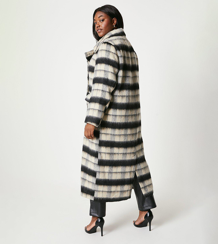 Buy Dorothy Perkins Curve Checked Double Breasted Coat In Multiple Colors 6thStreet Kuwait