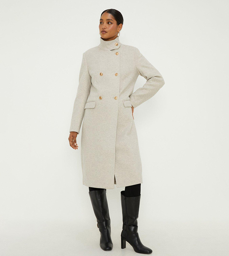 Buy Dorothy Perkins Maxi Funnel Neck Coat In Cream 6thStreet Kuwait