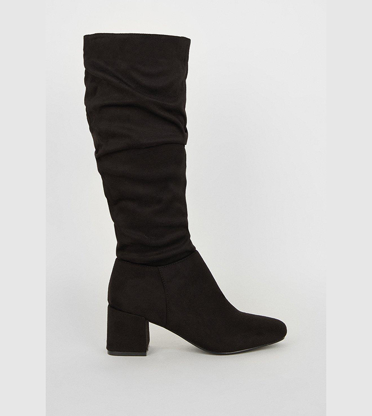 Buy Dorothy Perkins Kaya Ruched Knee High Boots In Black 6thStreet Kuwait