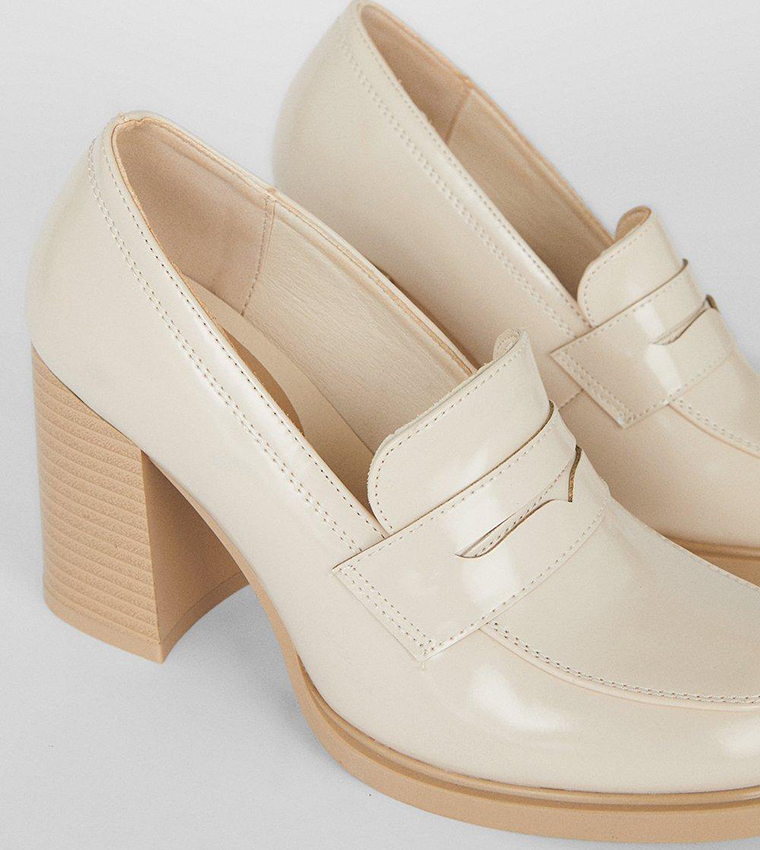 High heel penny store loafers