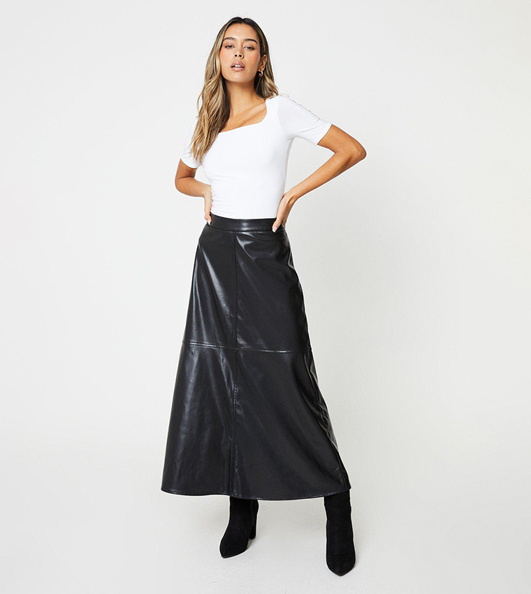 Black leather clearance skirt dorothy perkins