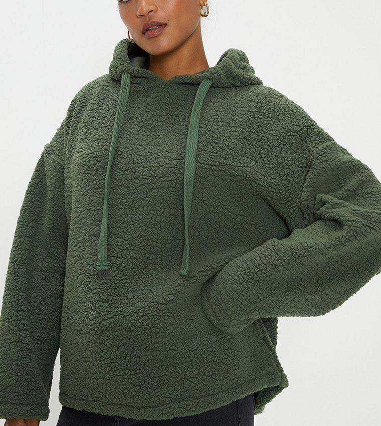 Buy Dorothy Perkins Oversized Borg Hoodie With Drawcord And