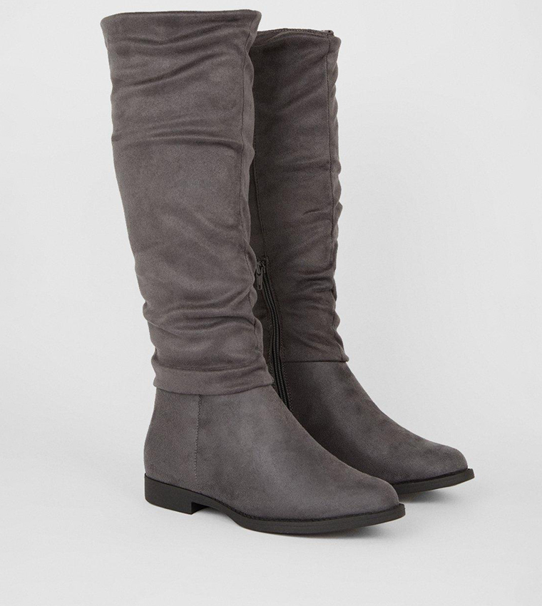 flat ruched knee high boots