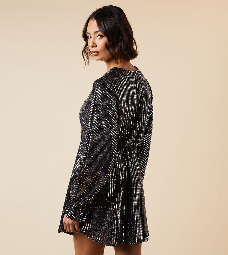 Buy Dorothy Perkins Embellished Chiffon Mini Dress In Black