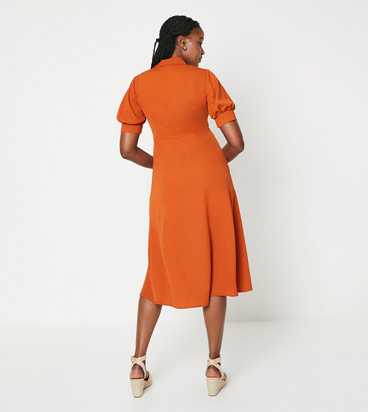 Buy Dorothy Perkins Short Sleeves Midi Shirt Dress In Orange 6thStreet Bahrain