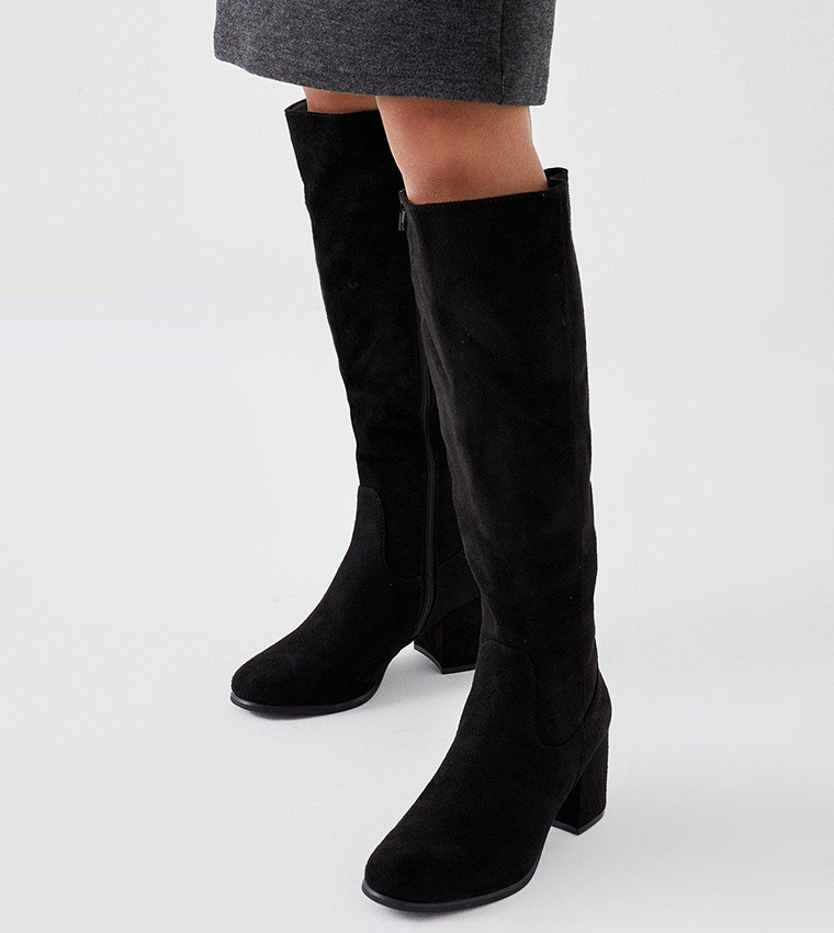 Block heel clearance calf length boots