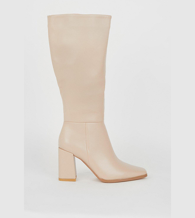 beige square toe boots