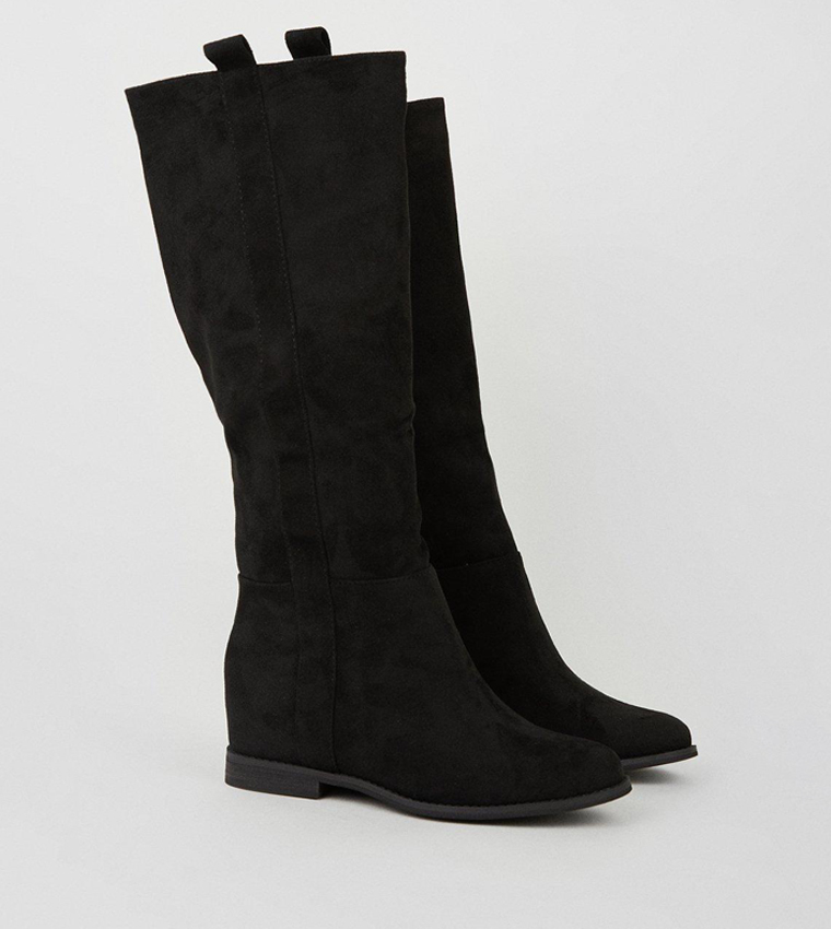 Buy Dorothy Perkins Krista Concealed Wedge Knee High Boots In Black