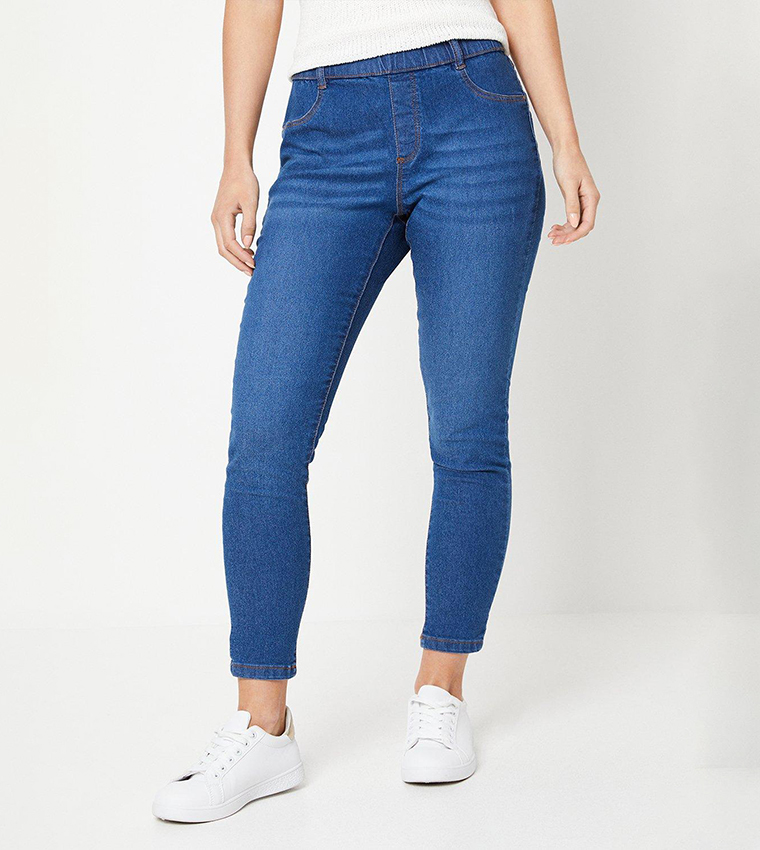 Buy Dorothy Perkins Petite Skinny Ankle Grazer Jeggings In Blue
