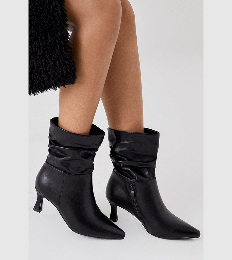 Buy Dorothy Perkins Martina Kitten Heel Rouched Ankle Boots In Black 6thStreet UAE